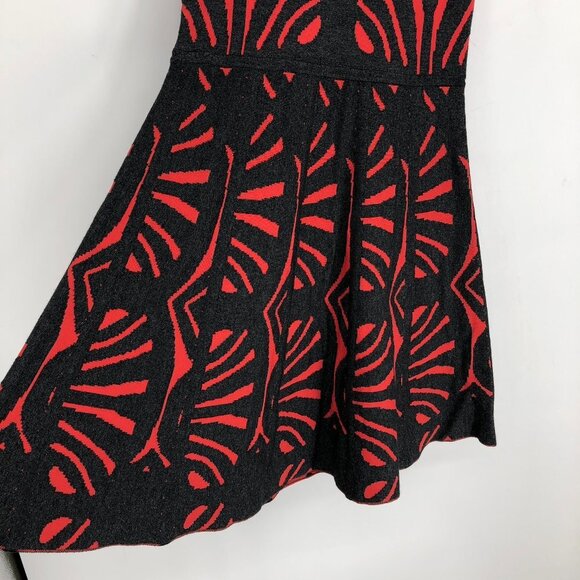 Parker Red and Black Tribal Sleeveless Fit & Flare Clarence Dress  XS - Picture 8 of 16
